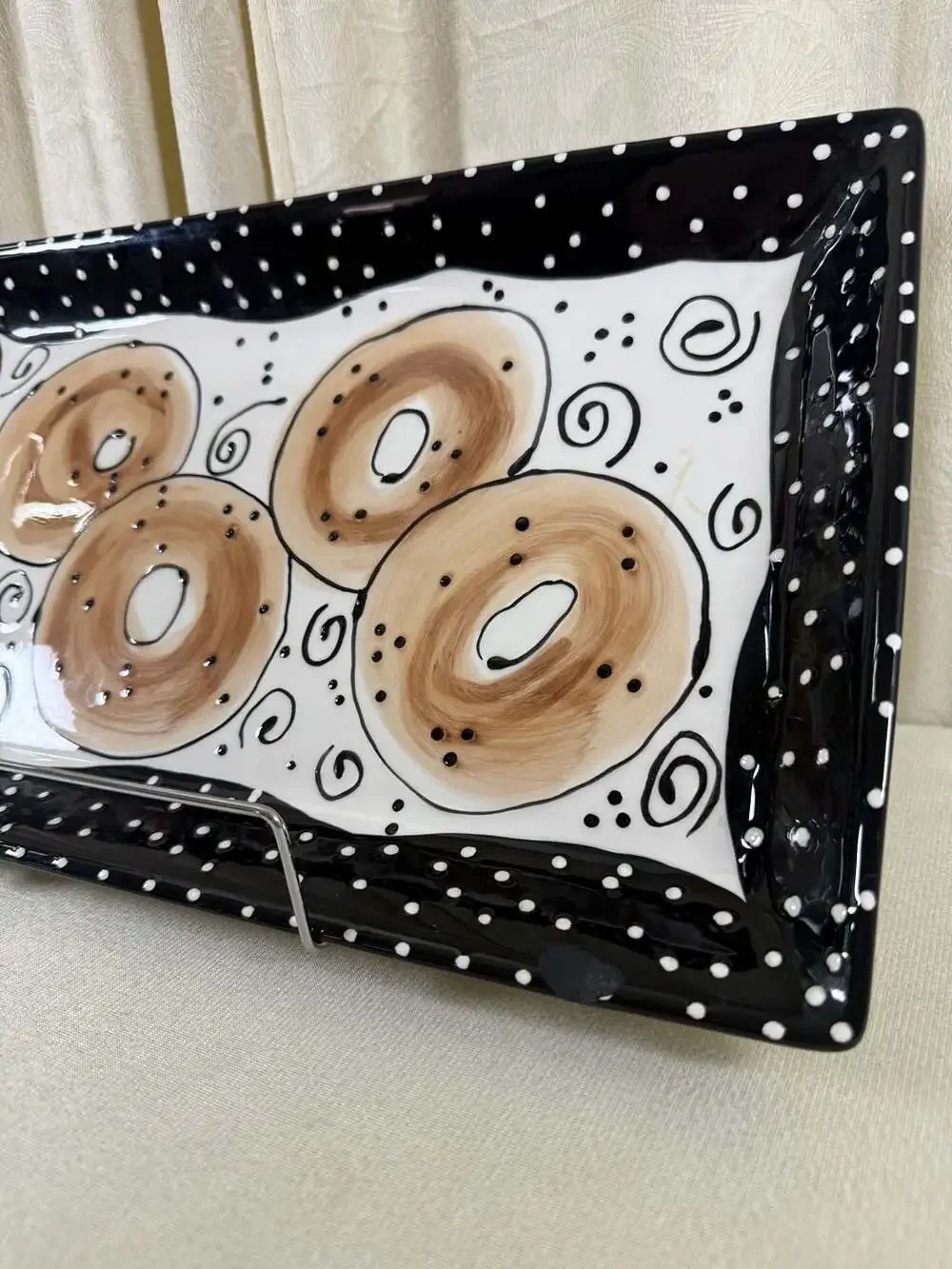With Love-  Lotus Ceramic Bagel Serving Tray, see description *